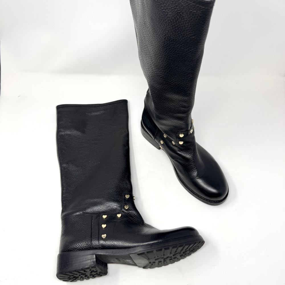 Black Leather Knee-High Boots